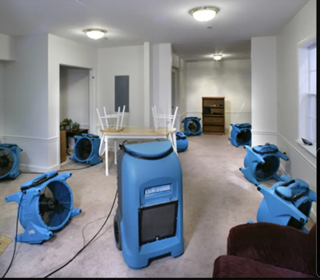 Air movers and dehumidifier setup for Water Extraction & Removal in Oakhurst