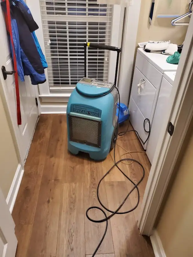 Commercial dehumidifier deployed for Flood Damage Cleanup in Oakhurst